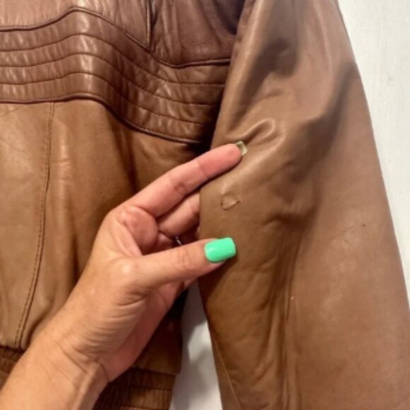 Vintage Pelle Moda Genuine Leather Bomber Jacket XL Distressed Brown Korea - Picture 6 of 12